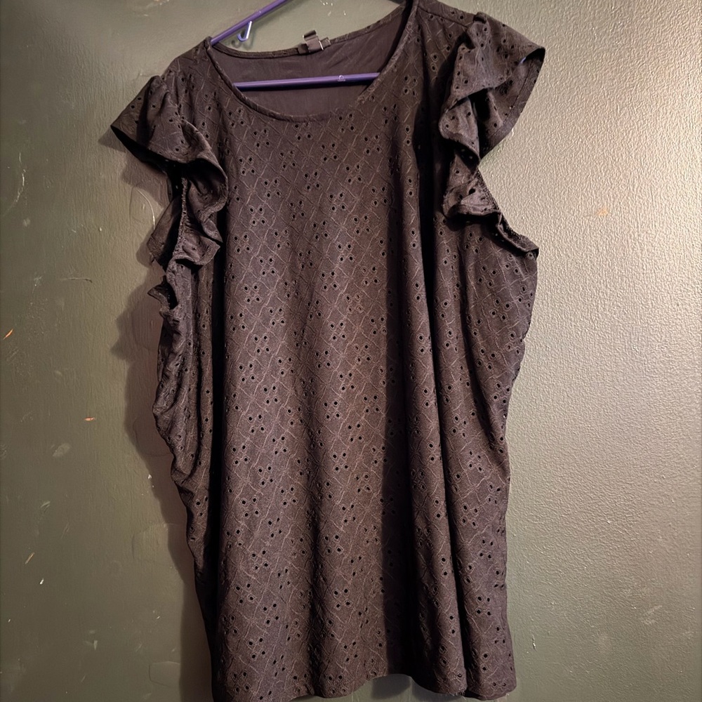 Torrid Black Textured Ruffle Sleeve Blouse